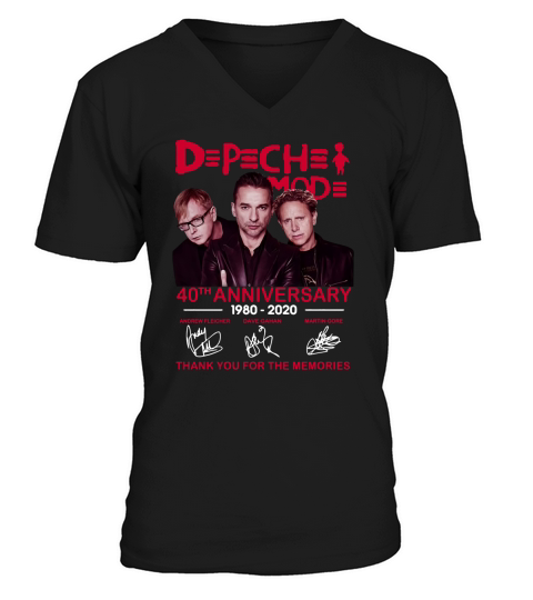Depeche Mode 40th anniversary 1980 2020 signatures thank you for the memories shirt V-Neck T-shirt