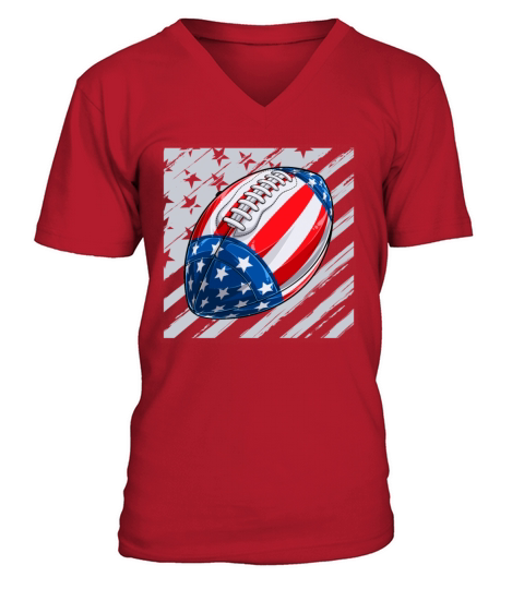 Football Ball With USA Flag Pattern - 4th July V-Neck T-shirt