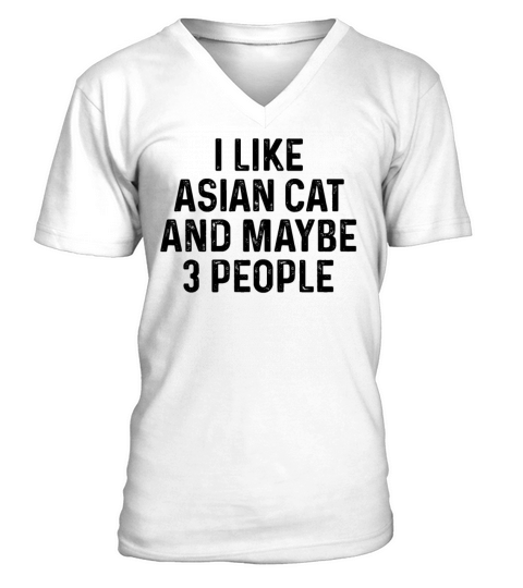 I Like Asian And Maybe 3 People Cat Lover Gift V-Neck T-shirt
