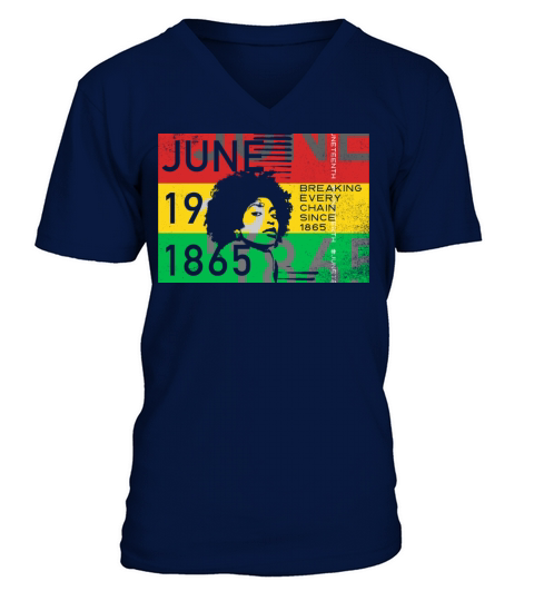 June 19 Stripes Color Black Juneteenth Vintage V-Neck T-shirt