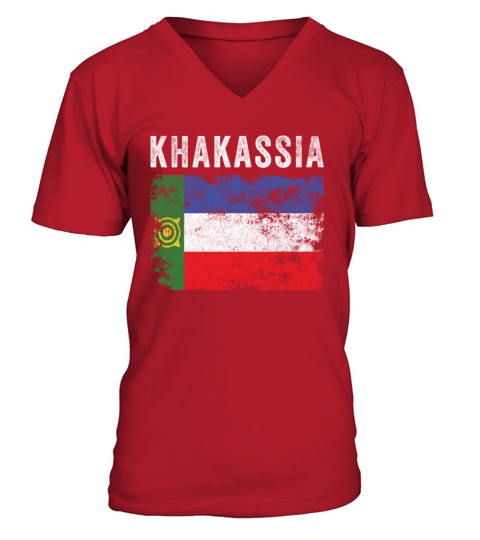 Khakassia Flag Distressed - Khakas Flag V-Neck T-shirt