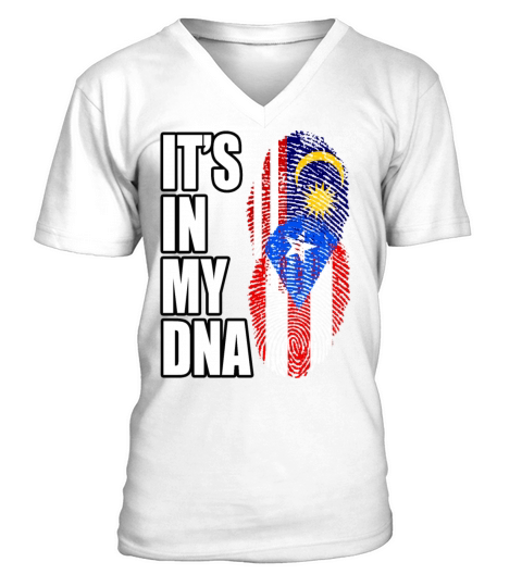 Malaysian And Puerto Rican Mix Heritage DNA Flag V-Neck T-shirt