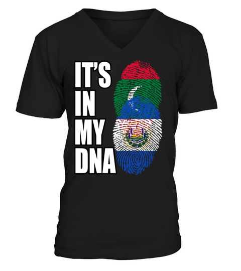 Maldivian And Salvadoran Mix Heritage DNA Flag V-Neck T-shirt