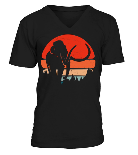 Prehistoric Animal Vintage Mammoth V-Neck T-shirt