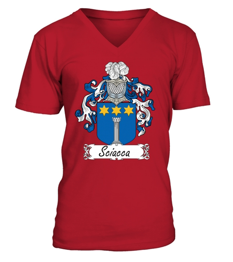 Sciacca Family Crest Italian Family Crests V-Neck T-shirt