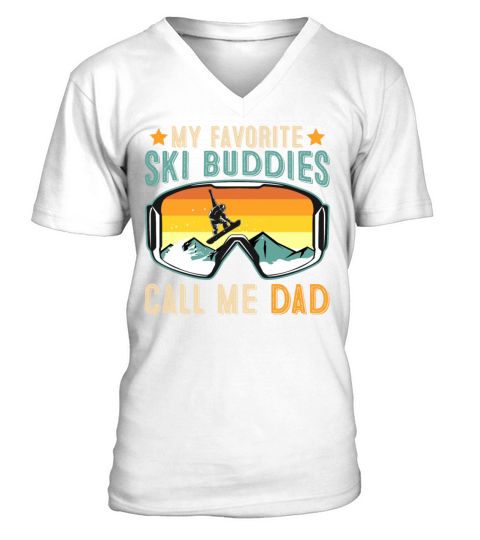 Ski Buddies Call Me Dad Vintage V-Neck T-shirt