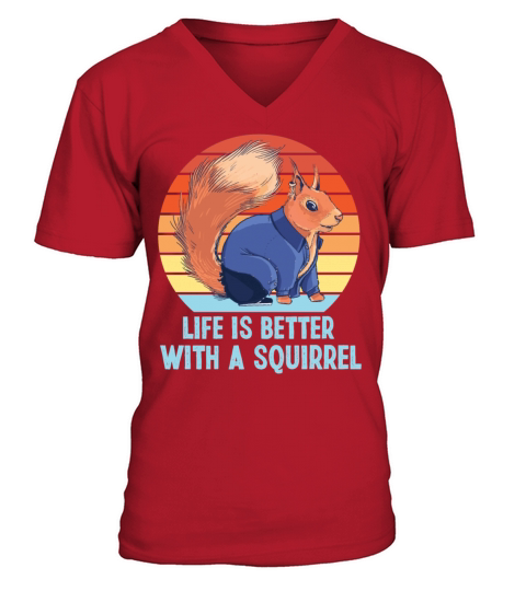 Squirrel Acorn Retro Vintage Life V-Neck T-shirt