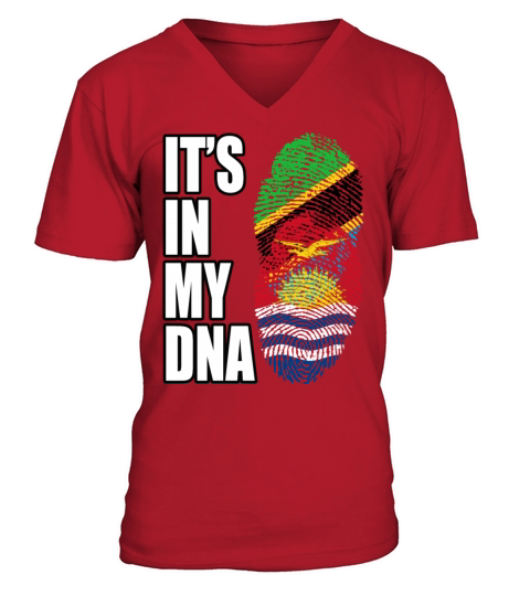 Tanzanian And Kiribati Vintage Heritage DNA Flag V-Neck T-shirt