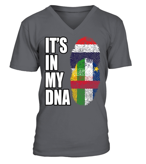 Thai And Central African Vintage Heritage DNA Flag V-Neck T-shirt