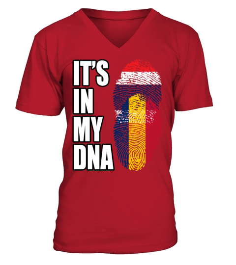 Thai And Chadian Vintage Heritage DNA Flag V-Neck T-shirt