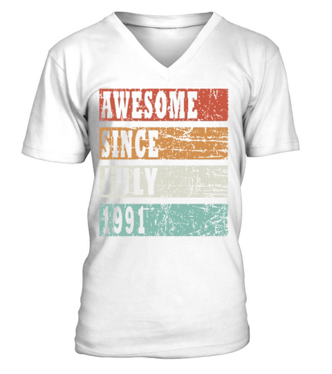Vintage gift idea born July 1991 V-Neck T-shirt