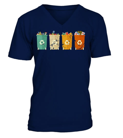 Vintage Retro Garbag Bag Can Recycle V-Neck T-shirt