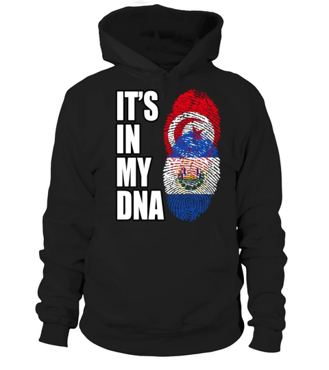 Tunisian And Salvadoran Mix Heritage DNA Flag Hoodie Unisex