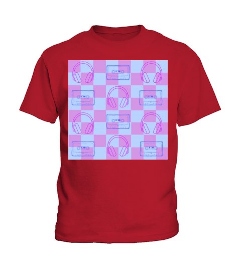 1980s Music Checkerboard - blue and purple Kids T-Shirt