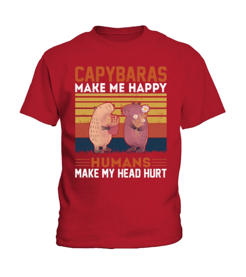 Capybaras Make More Happy - Retro Vintage Style Kids T-Shirt