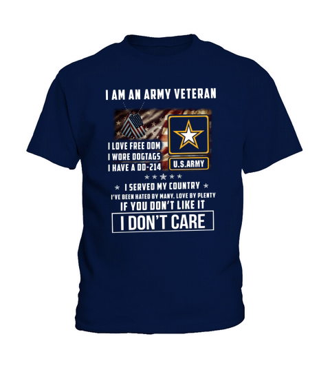 I am an army veteran i love freedom i wore dogtags i have a DD-214 shirt Kids T-Shirt