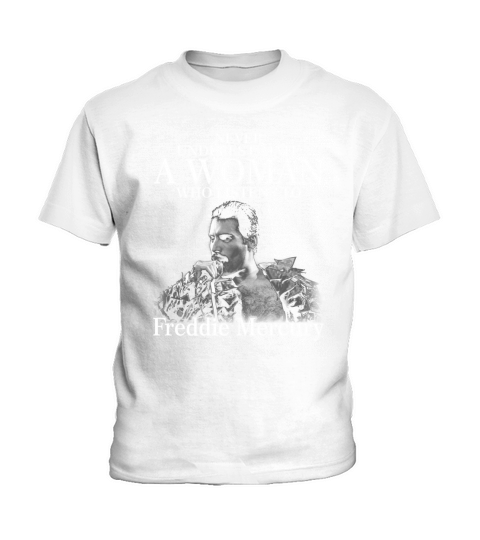 never underestimate a woman who listens to freddie mercury Kids T-Shirt