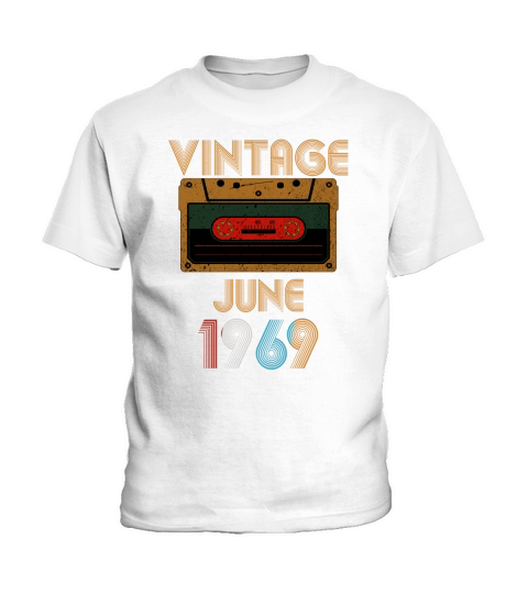 Vintage Birthday Cassette Tape June 1969 51st Kids T-Shirt