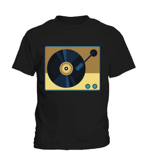 Vinyl Record Player Sketch Drawing Band Retro Vint Kids T-Shirt