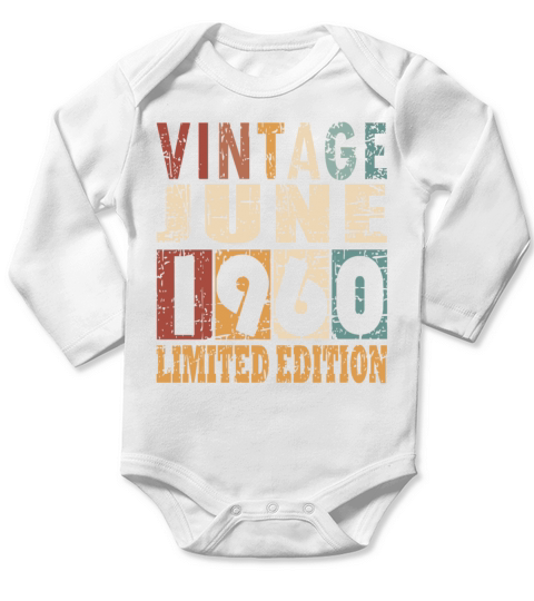 1960 vintage born in June gift Long Sleeve Baby One-Piece