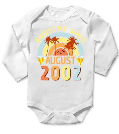 20th Birthday In August 2002 Long Sleeve Baby One-Piece