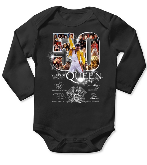 50 years of Queen 1970 2020 signatures Freddie Mercury Brian May shirt Long Sleeve Baby One-Piece