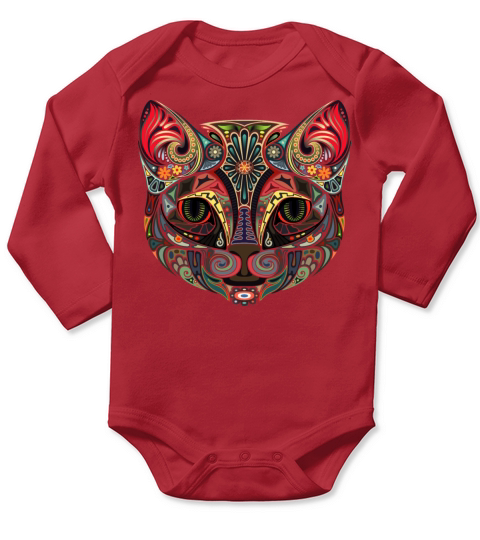 Cat Face MultiColor Long Sleeve Baby One-Piece