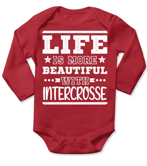 Funny Life Beautiful Intercrosse Team Champion Long Sleeve Baby One-Piece