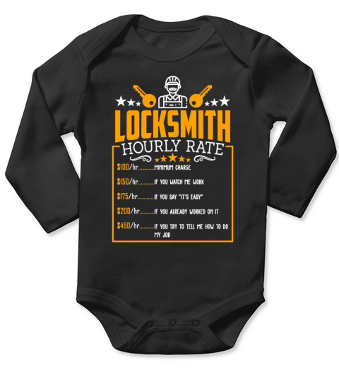 Funny Locksmith Lock Picking Hourly Rate Vintage Long Sleeve Baby One-Piece