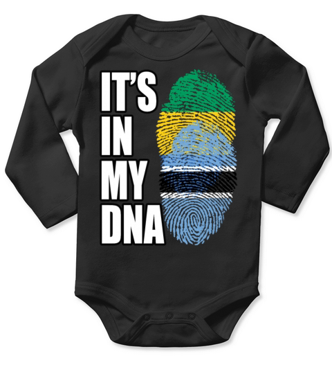 Gambian And Botswanan Mix Heritage DNA Flag Long Sleeve Baby One-Piece