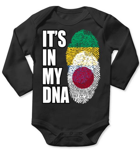 Gambian And Japanese Mix Heritage DNA Flag Long Sleeve Baby One-Piece