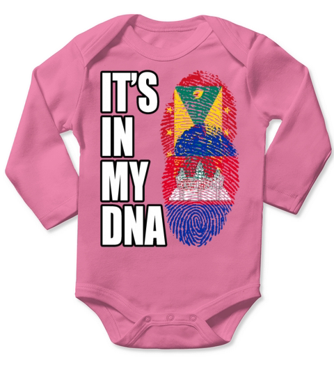 Grenadian And Cambodian Mix Heritage DNA Flag Long Sleeve Baby One-Piece