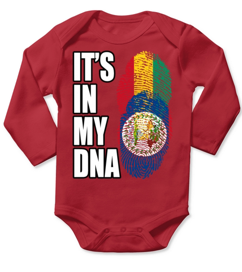 Guinean And Belizean Mix Heritage DNA Flag Long Sleeve Baby One-Piece