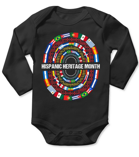 Hispanic Heritage Month Spanish Countries Flags Long Sleeve Baby One-Piece