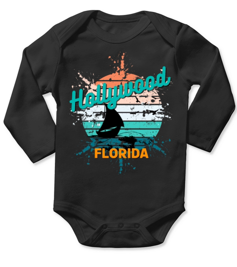 Hollywood Florida Retro Vintage Exploding Sunset Long Sleeve Baby One-Piece