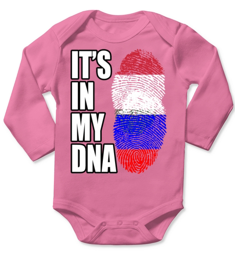Hungarian And Russian Mix Heritage DNA Flag Long Sleeve Baby One-Piece