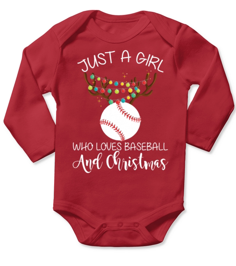 Just A Girl Who Loves Baseball And Christmas Long Sleeve Baby One-Piece
