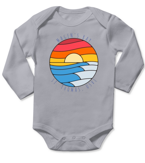 Magens Bay St Thomas Usvi Vintage Beach Sunset Long Sleeve Baby One-Piece