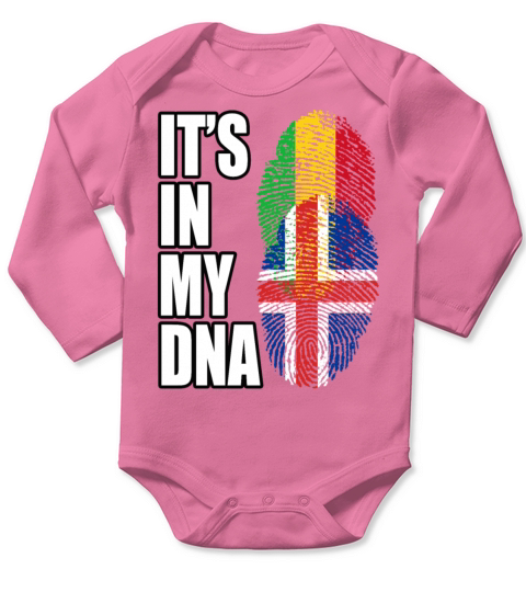 Malian And Icelandic Mix Heritage DNA Flag Long Sleeve Baby One-Piece