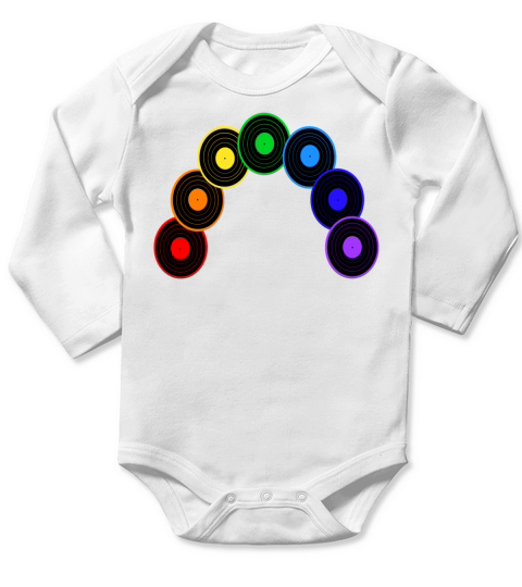 Musical Rainbow of Vinyl Records Long Sleeve Baby One-Piece