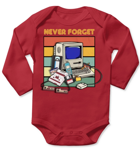 Never Forget 1980s 90s Music Players Retro Vintage Long Sleeve Baby One-Piece
