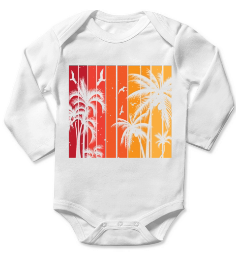 palm trees Long Sleeve Baby One-Piece