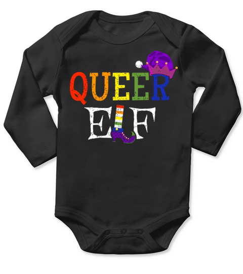 Queer Christmas Elf Gay Pride Long Sleeve Baby One-Piece