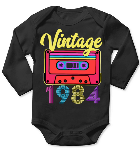 Retro Audio Cassette Vintage Since 1984 Long Sleeve Baby One-Piece