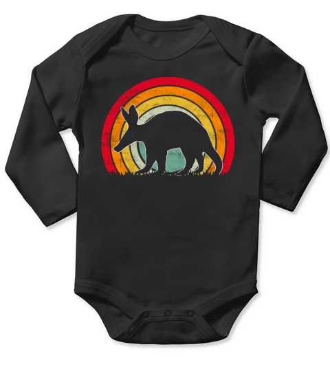 Retro Vintage Sunset Style Aardvark Orycteropodid Long Sleeve Baby One-Piece