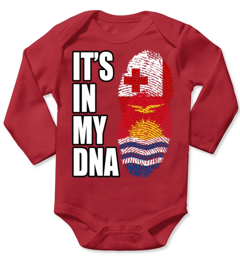 Tongan And Kiribati Mix Heritage DNA Flag Long Sleeve Baby One-Piece
