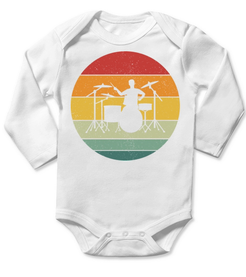 Vintage Retro Drums Vintage Music Long Sleeve Baby One-Piece