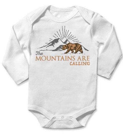 Vintage The Mountains Are Calling Outdoors Long Sleeve Baby One-Piece