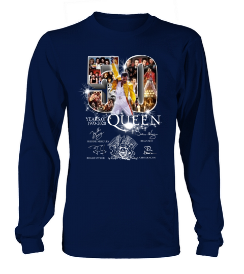 50 years of Queen 1970 2020 signatures Freddie Mercury Brian May shirt Long sleeved Unisex