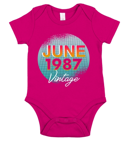 1987 vintage born in June gift Short Sleeve Baby One-Piece